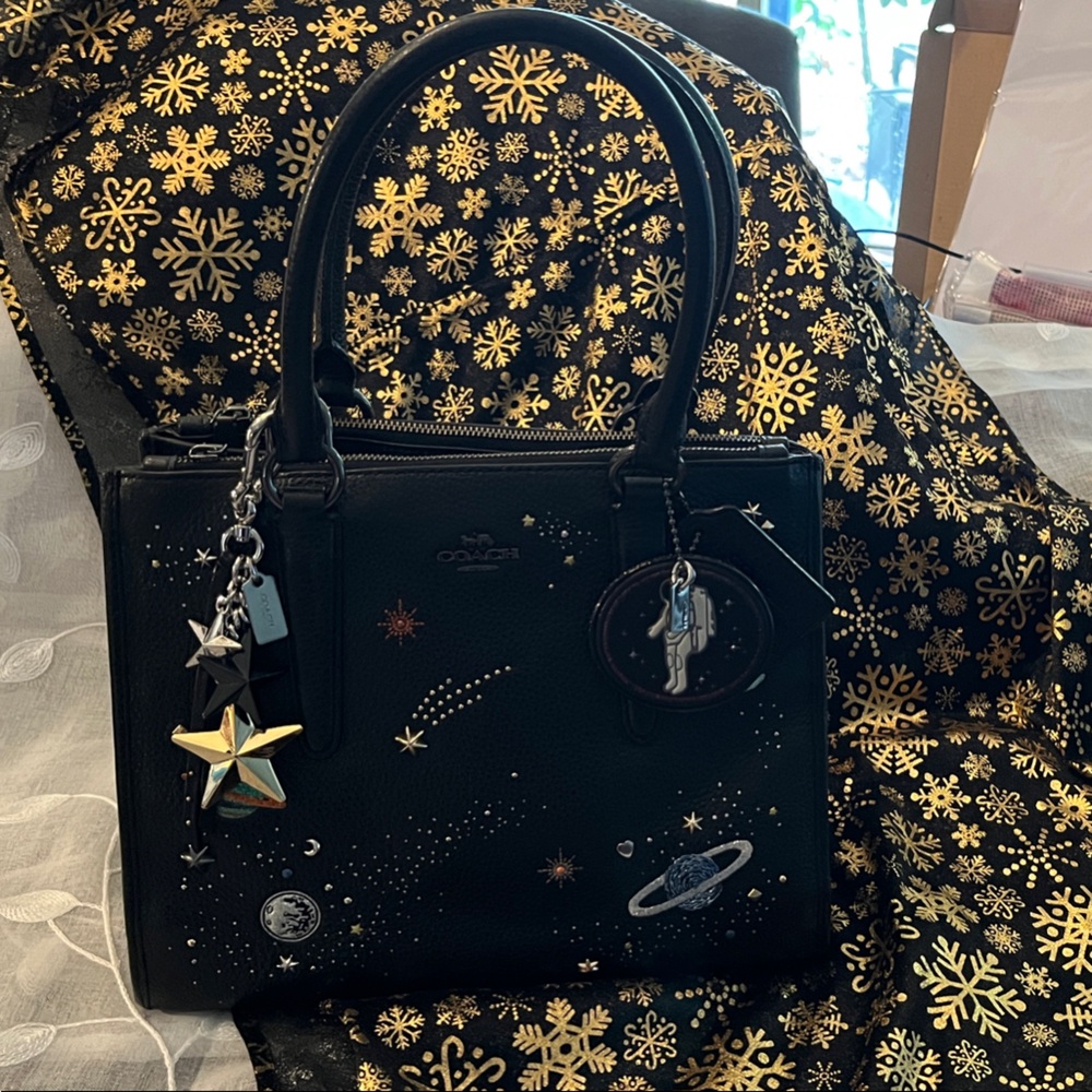 Coach Rare NASA Space black Shoulder Bag with Charms
